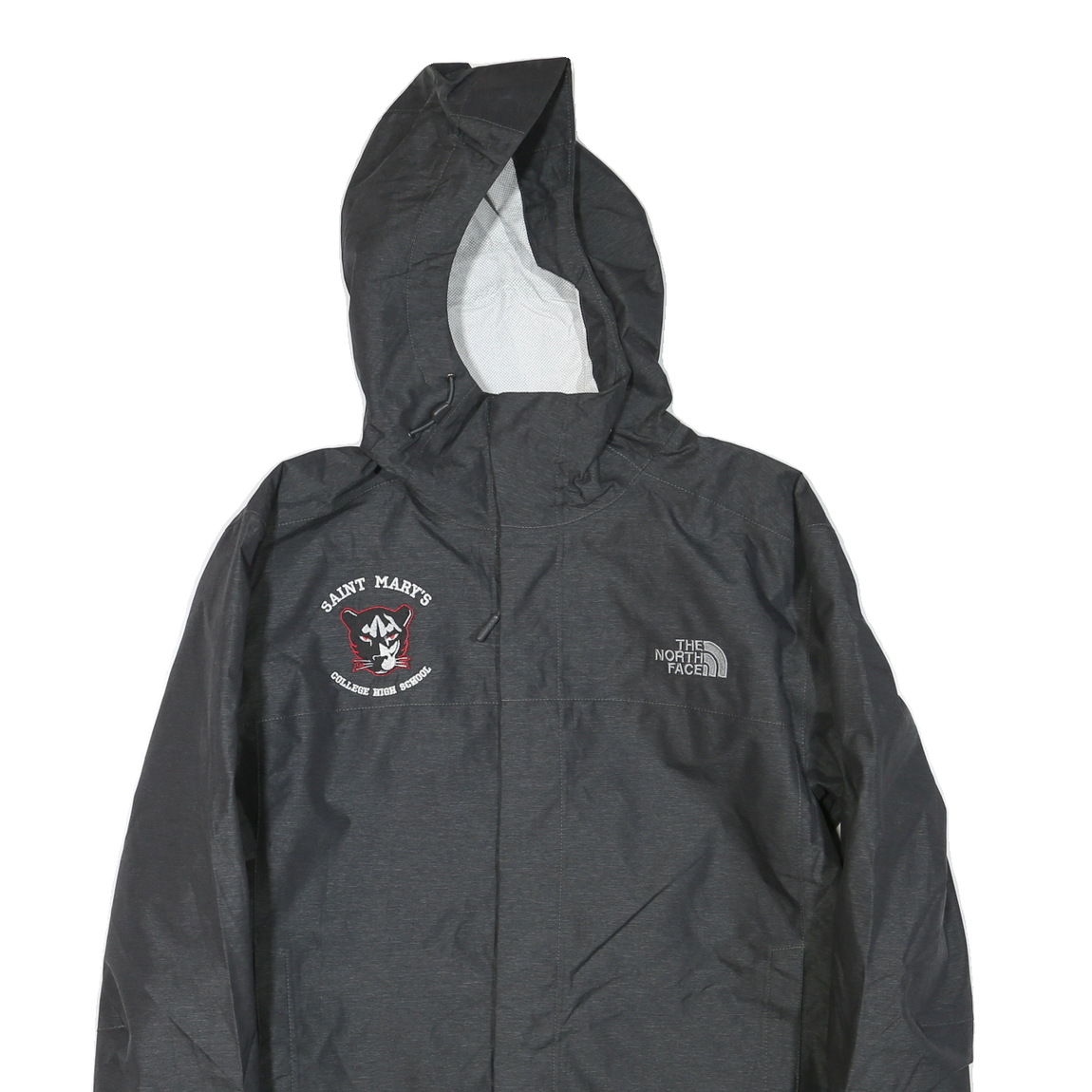 THE NORTH FACE Mens Grey Zip Hooded Jacket L Polyester Blend Plain Lightweight