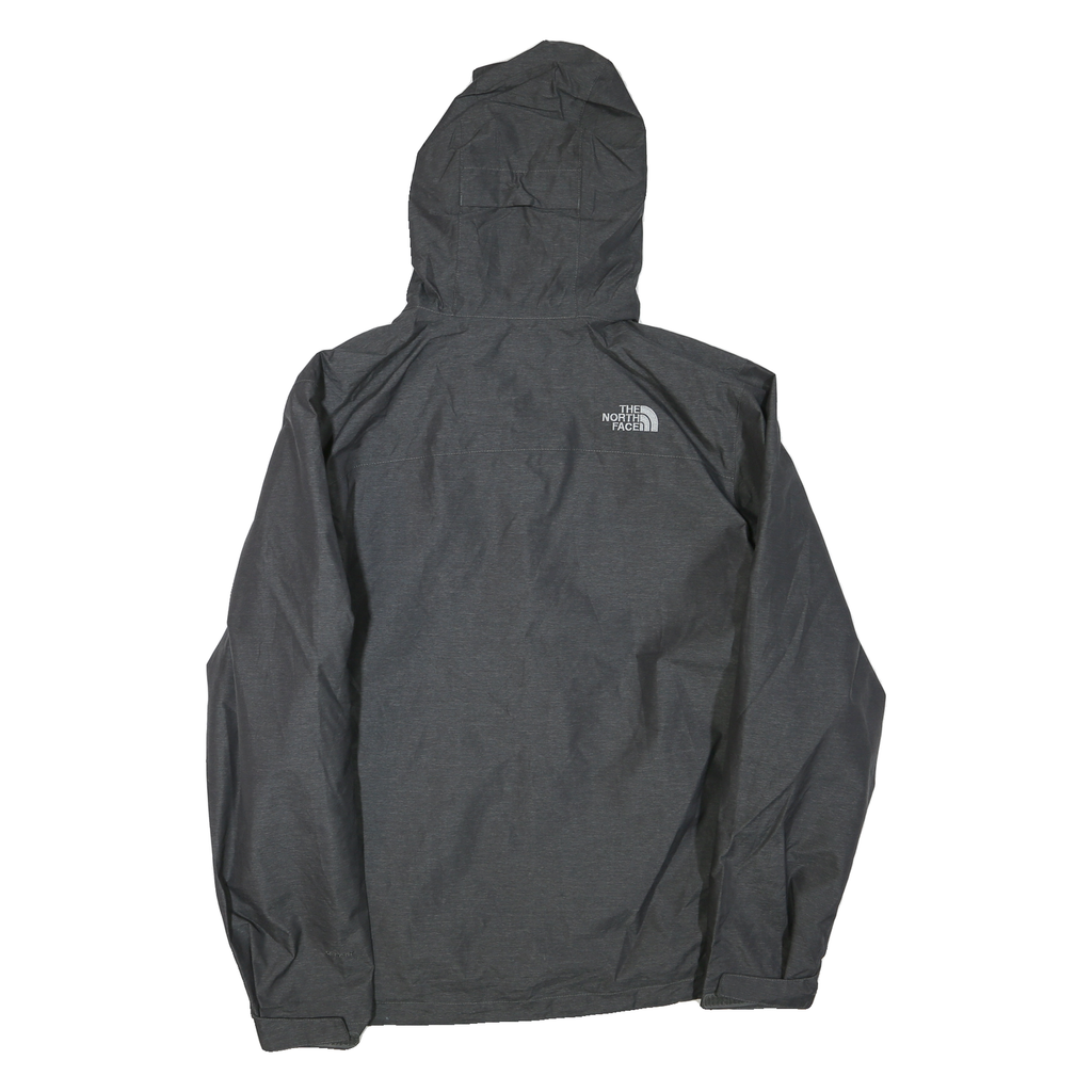 THE NORTH FACE Mens Grey Zip Hooded Jacket L Polyester Blend Plain Lightweight