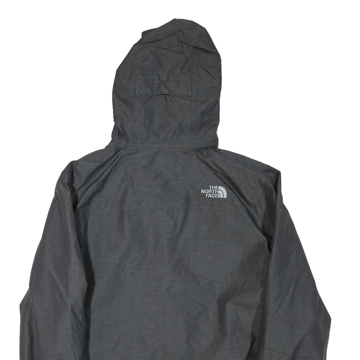 THE NORTH FACE Mens Grey Zip Hooded Jacket L Polyester Blend Plain Lightweight