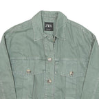 ZARA Womens Green Cotton Blend Button Jacket XS Casual Classic Style