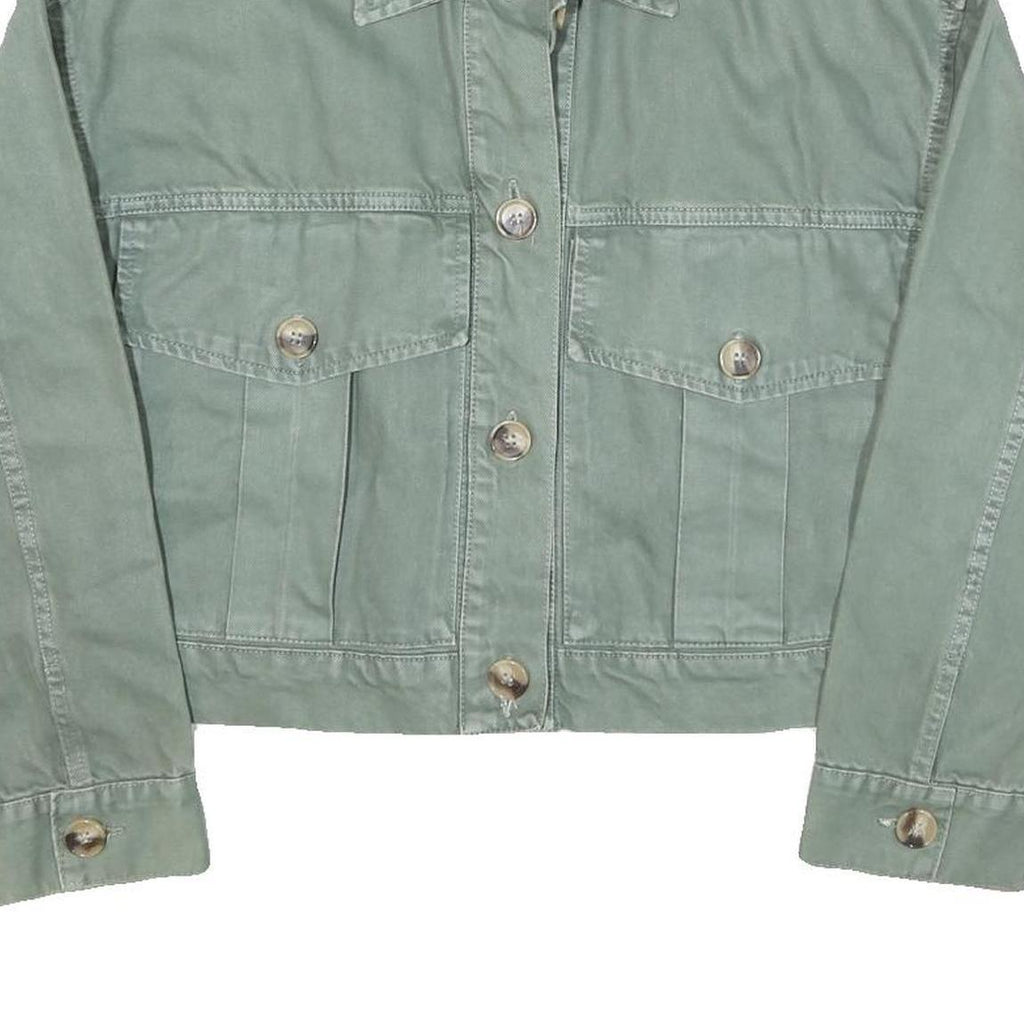 ZARA Womens Green Cotton Blend Button Jacket XS Casual Classic Style
