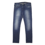 ARMANI JEANS Mens Slim Blue Denim Light Wash Cotton Blend Skinny W33 L34 Zip