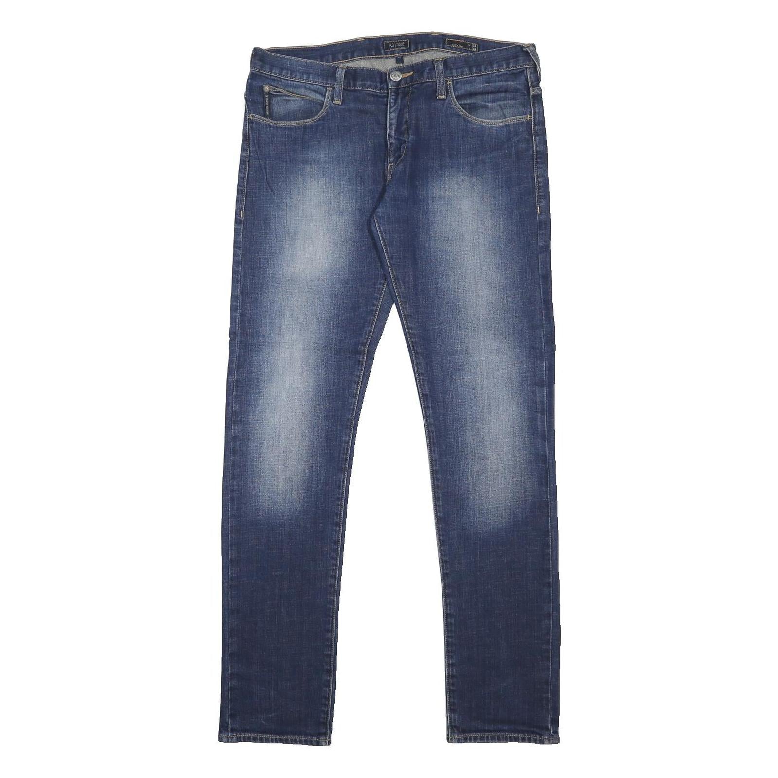 ARMANI JEANS Mens Slim Blue Denim Light Wash Cotton Blend Skinny W33 L34 Zip