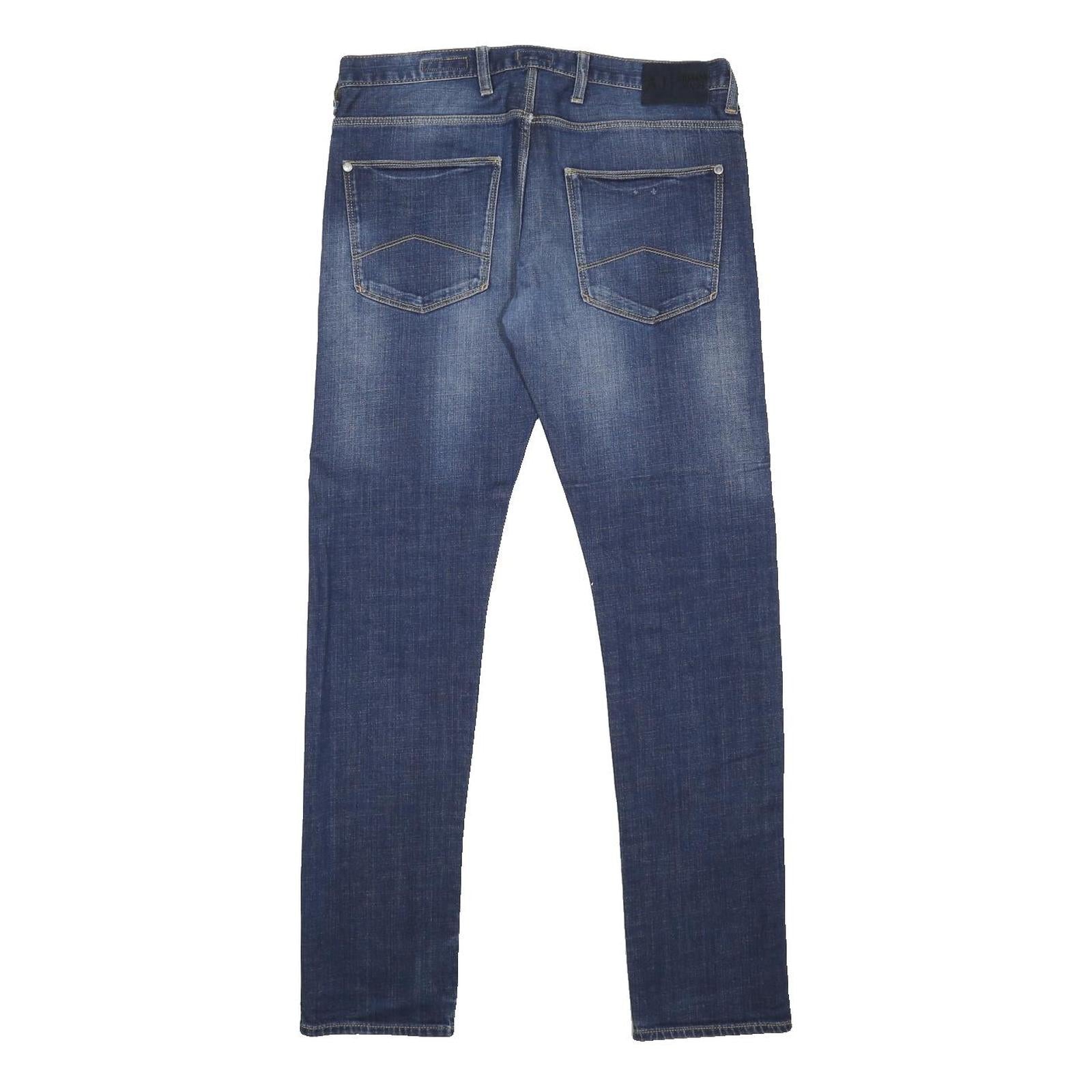 ARMANI JEANS Mens Slim Blue Denim Light Wash Cotton Blend Skinny W33 L34 Zip