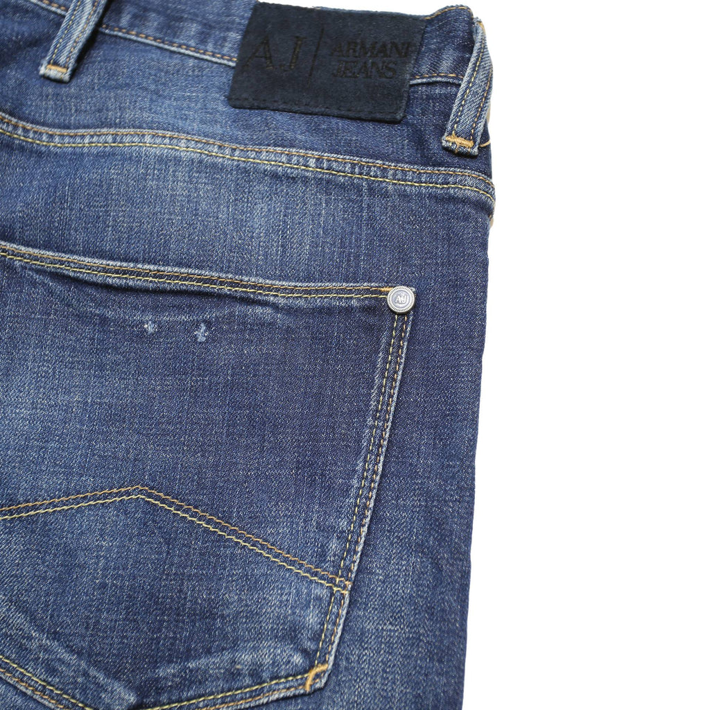 ARMANI JEANS Mens Slim Blue Denim Light Wash Cotton Blend Skinny W33 L34 Zip