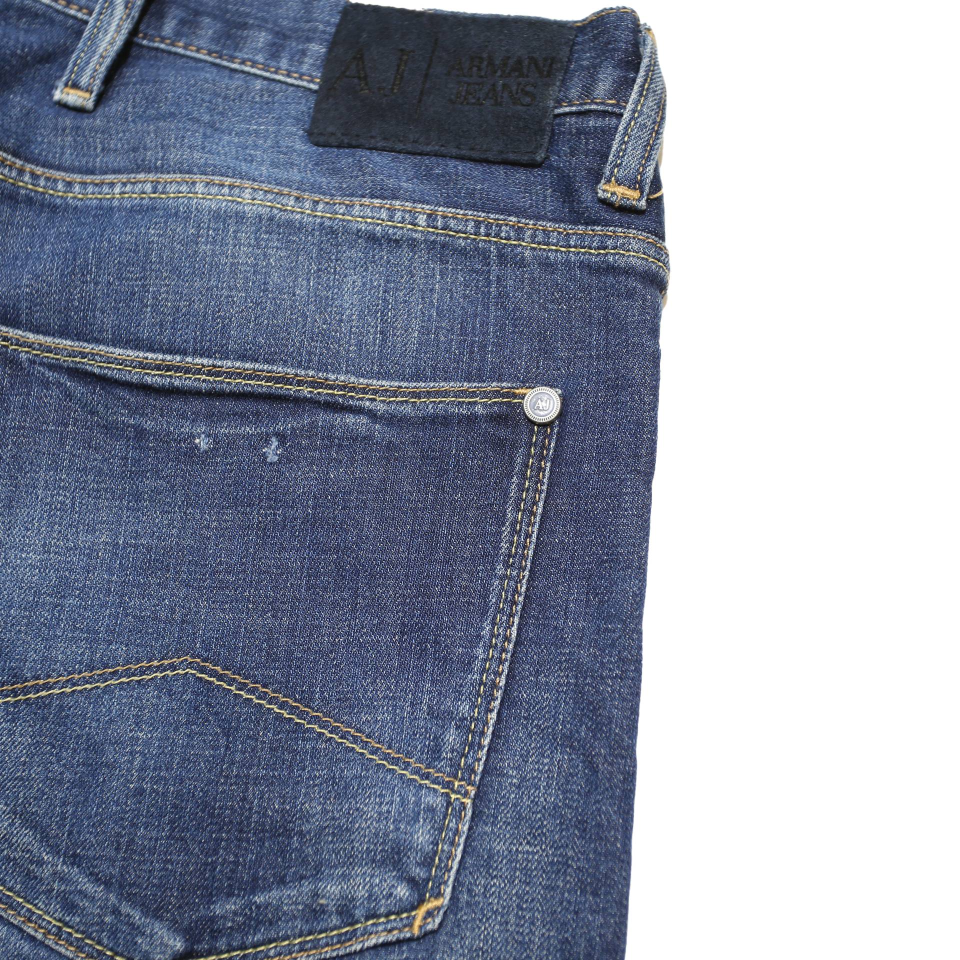 ARMANI JEANS Mens Slim Blue Denim Light Wash Cotton Blend Skinny W33 L34 Zip