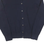 TOMMY HILFIGER Womens Navy Blue Plain Button Up Crew Neck Cotton Blend Jumper M
