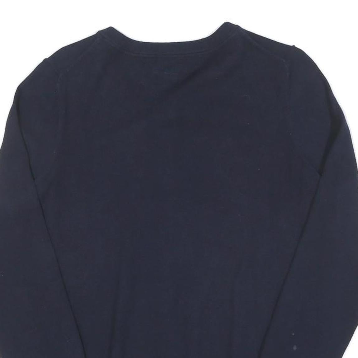 TOMMY HILFIGER Womens Navy Blue Plain Button Up Crew Neck Cotton Blend Jumper M