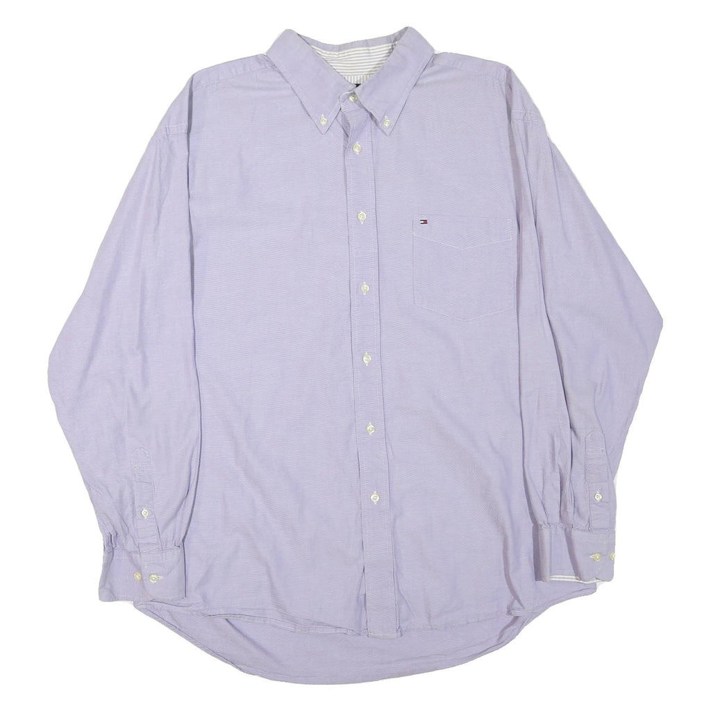 TOMMY HILFIGER Mens Purple Button-Down Oxford Shirt XL Classic Cotton Blend Long