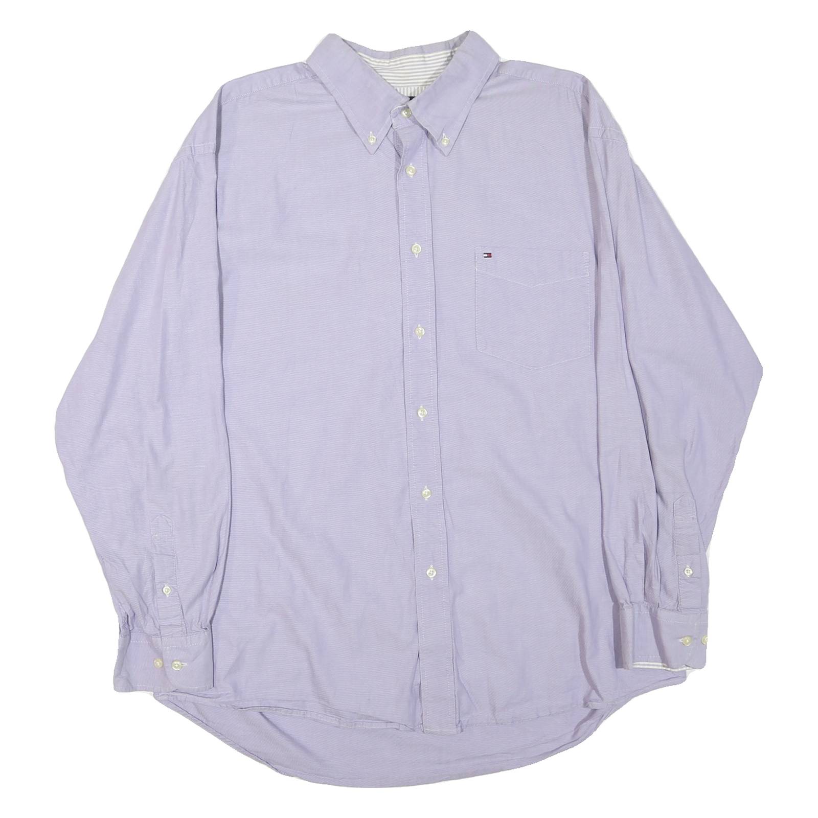 TOMMY HILFIGER Mens Purple Button-Down Oxford Shirt XL Classic Cotton Blend Long