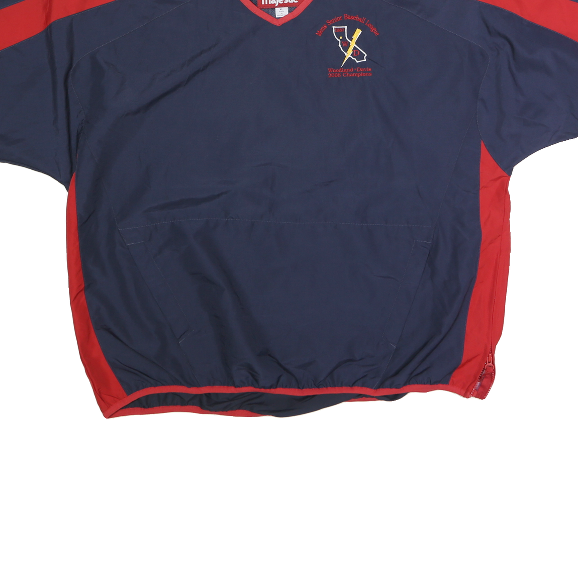 MAJESTIC Mens Navy & Red Baseball V-Neck XL Pullover Sweatshirt Sports