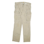CARHARTT Mens Cotton Blend Beige Relaxed Fit Straight Trousers W36 L31 Workwear