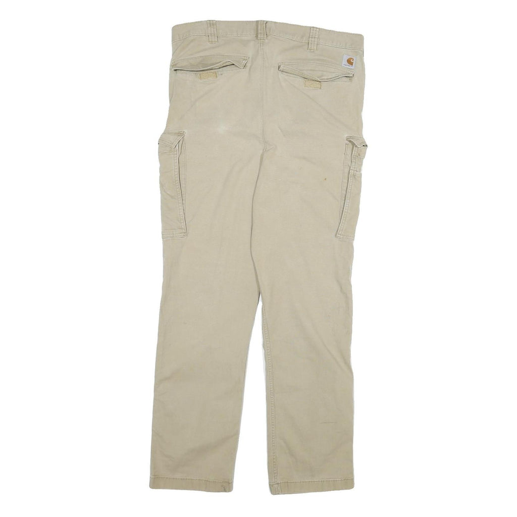 CARHARTT Mens Cotton Blend Beige Relaxed Fit Straight Trousers W36 L31 Workwear