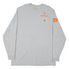 CARHARTT Mens Grey XL Long Sleeve Crew Neck Logo Workwear Cotton Blend T-Shirt
