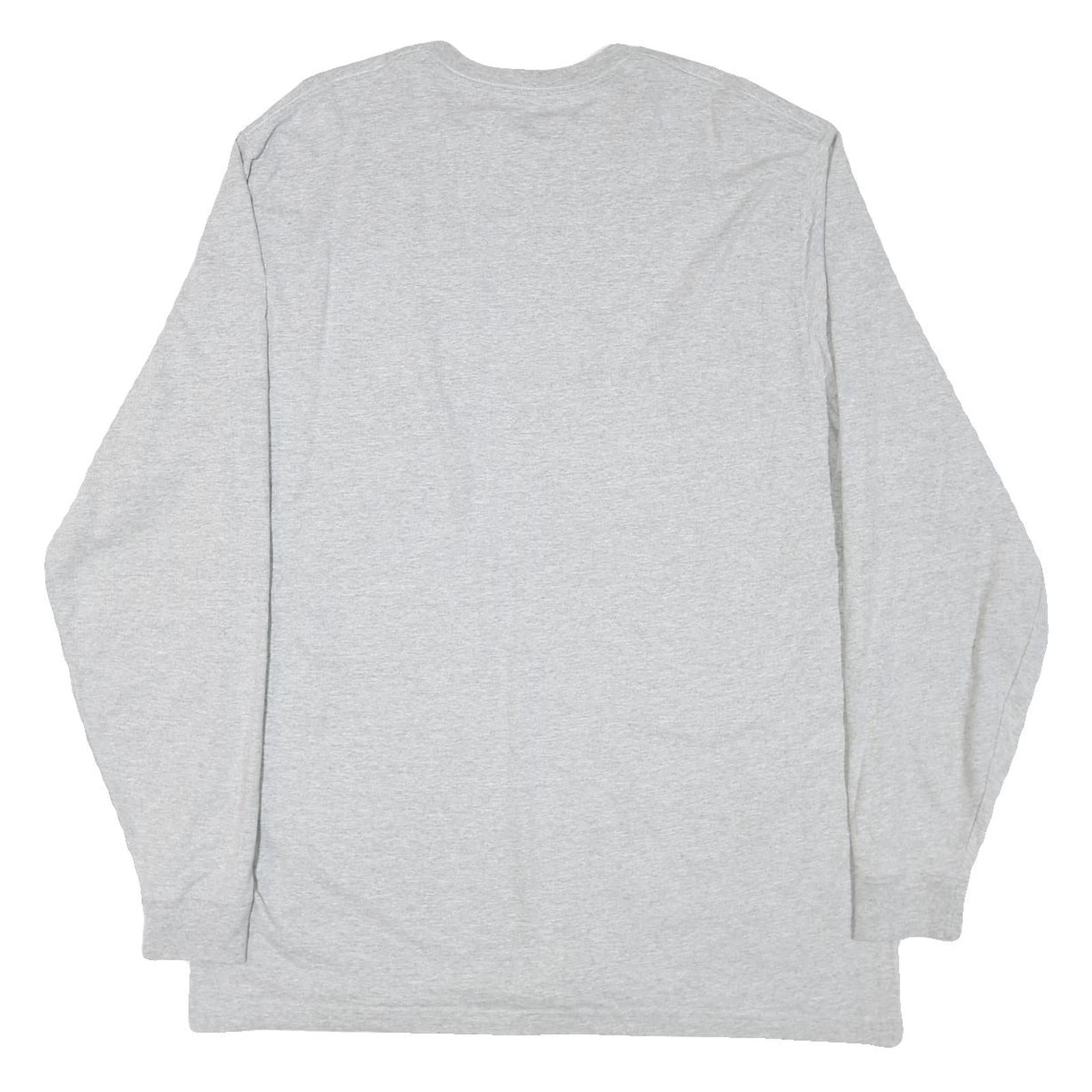 CARHARTT Mens Grey XL Long Sleeve Crew Neck Logo Workwear Cotton Blend T-Shirt