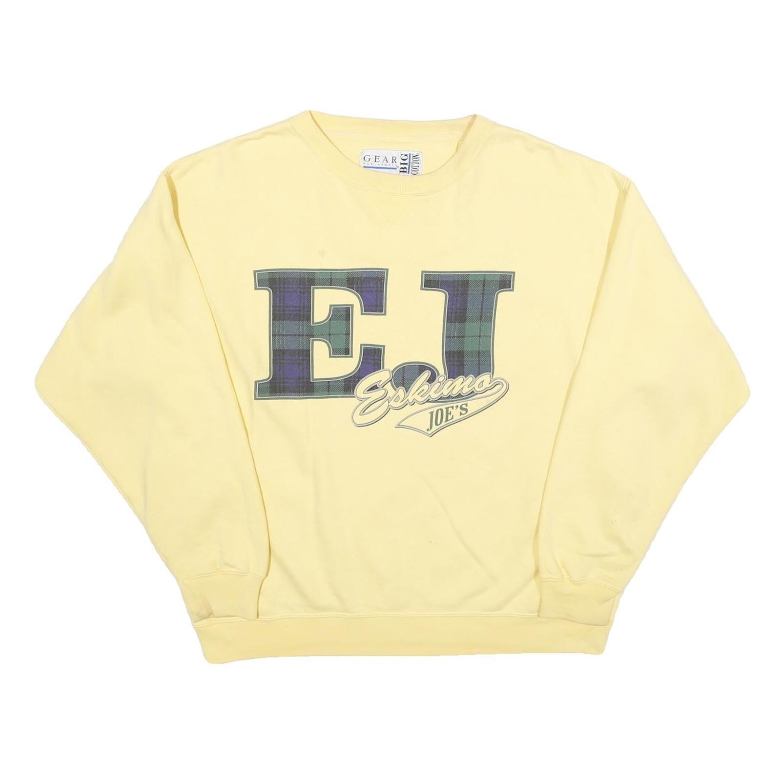GEAR FOR SPORTS Mens Yellow Eskimo Joes Crew Neck Sweatshirt S Cotton Blend