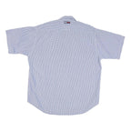 TOMMY HILFIGER Mens Blue & White Check Shirt L Casual Cotton Blend Button Short