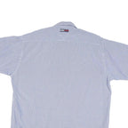 TOMMY HILFIGER Mens Blue & White Check Shirt L Casual Cotton Blend Button Short
