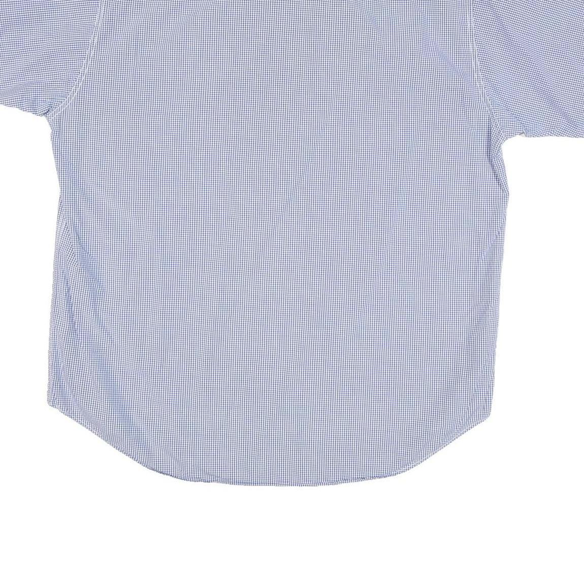 TOMMY HILFIGER Mens Blue & White Check Shirt L Casual Cotton Blend Button Short