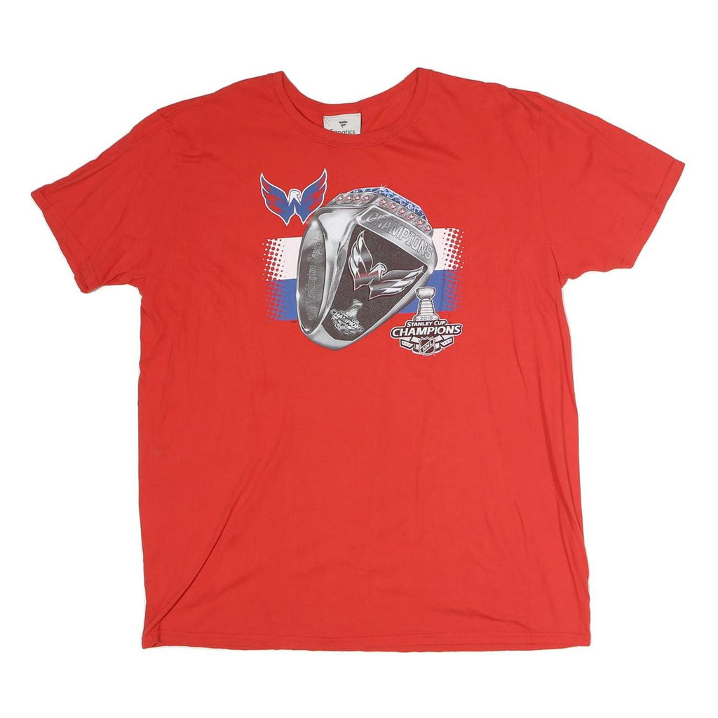 FANATICS Mens Red NHL Stanley Cup Champions Graphic T-Shirt XL Short Sleeve Crew