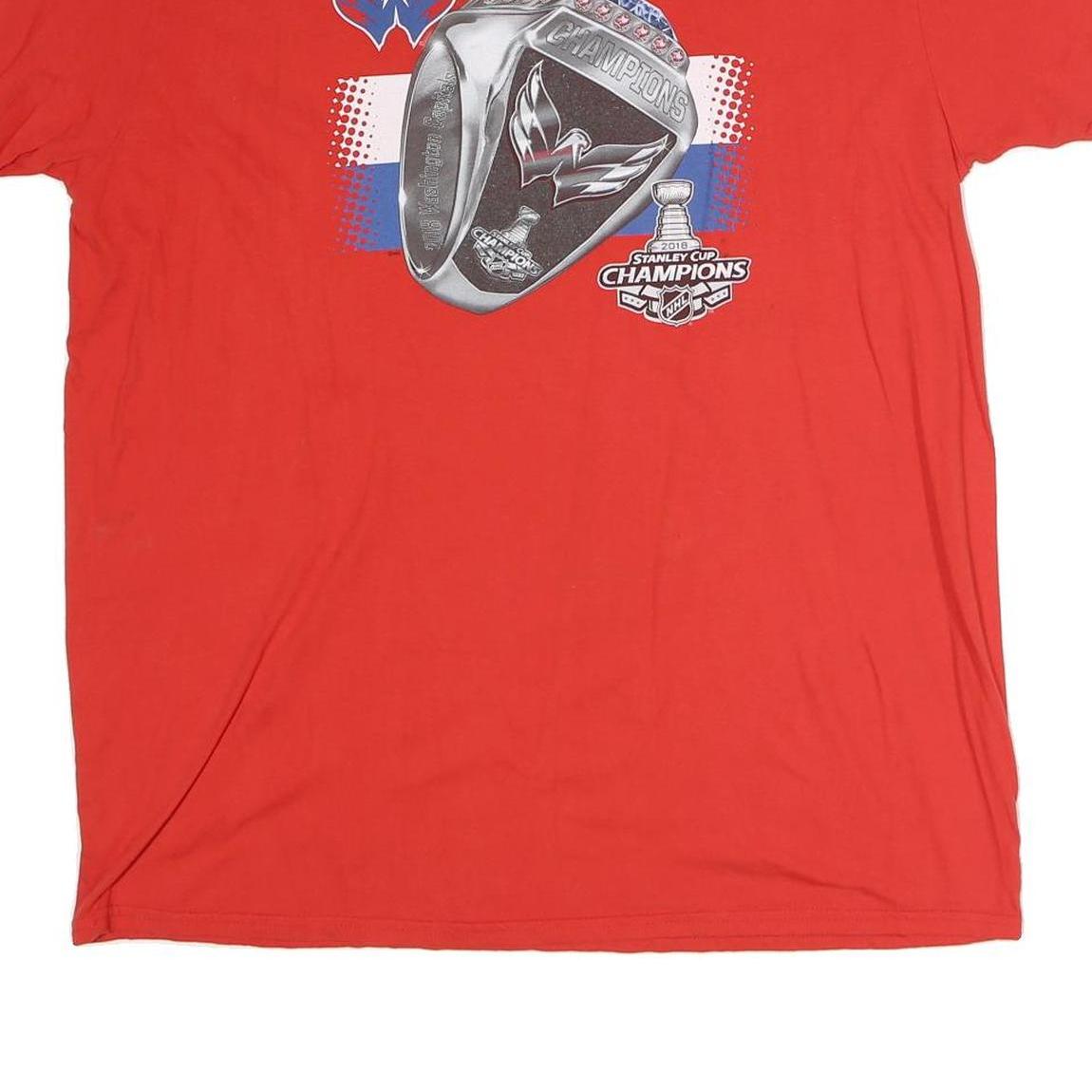 FANATICS Mens Red NHL Stanley Cup Champions Graphic T-Shirt XL Short Sleeve Crew