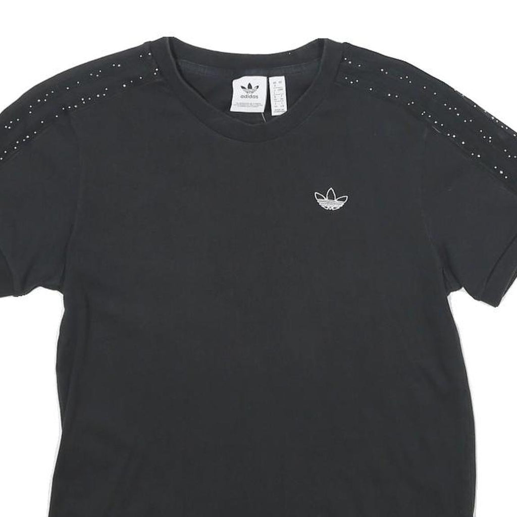 ADIDAS Womens Black T-Shirt UK 8 Short Sleeve Crew Neck Cotton Classic Casual