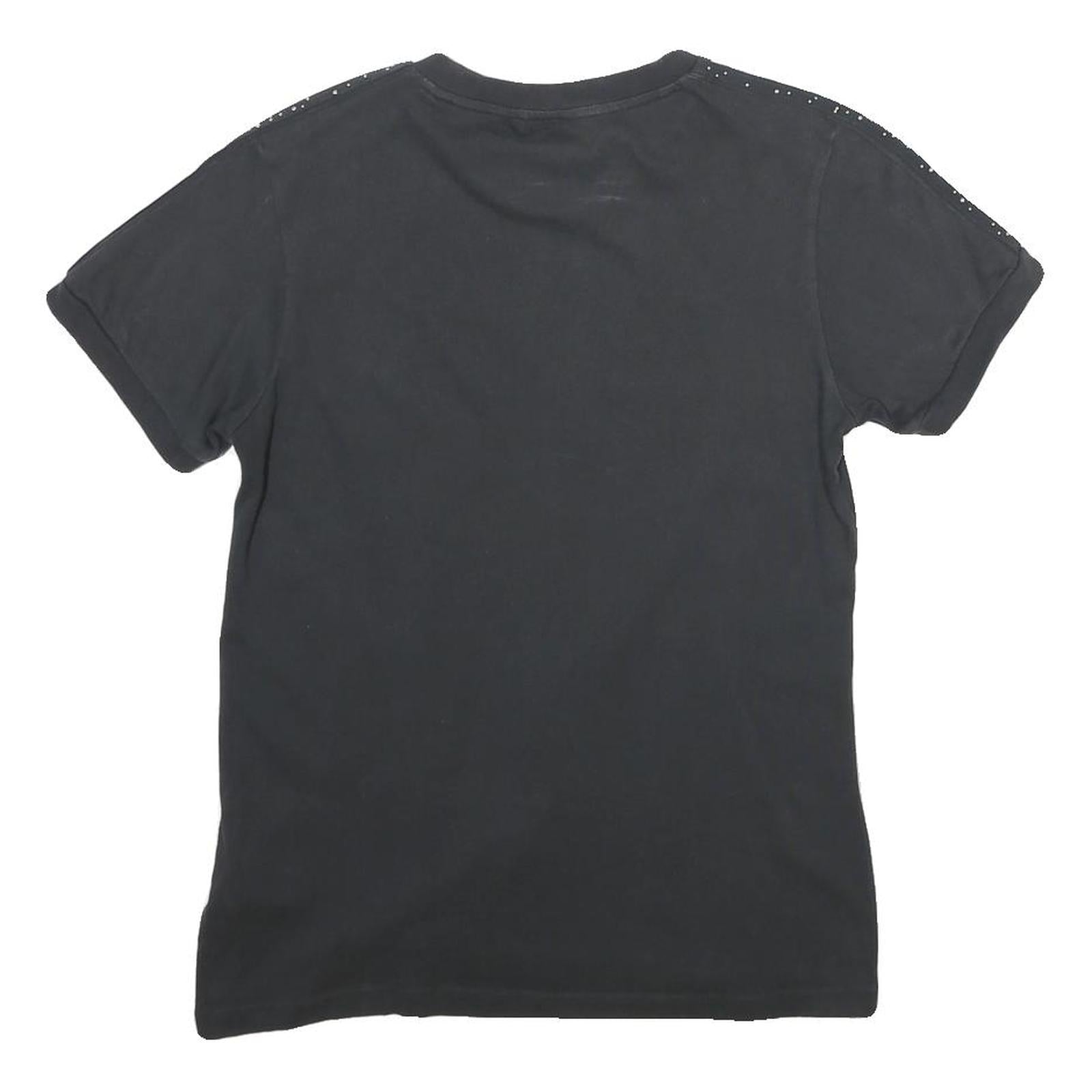 ADIDAS Womens Black T-Shirt UK 8 Short Sleeve Crew Neck Cotton Classic Casual