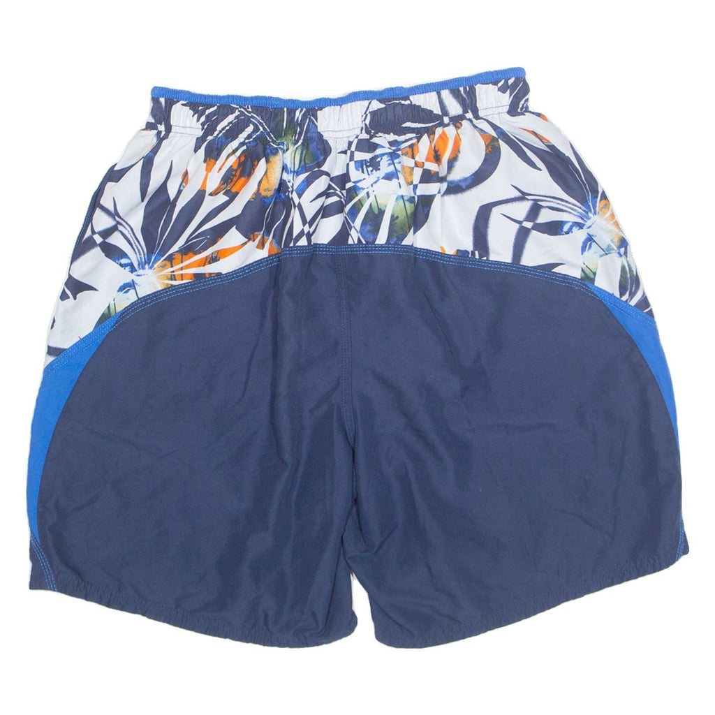 NIKE Mesh Lined Floral Panel Mens Swimming Shorts Blue Relaxed L W28
