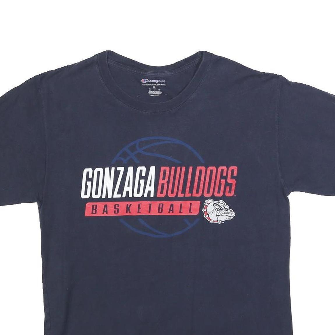 CHAMPION Mens Navy Blue Gonzaga Bulldogs Basketball Graphic T-Shirt M Short