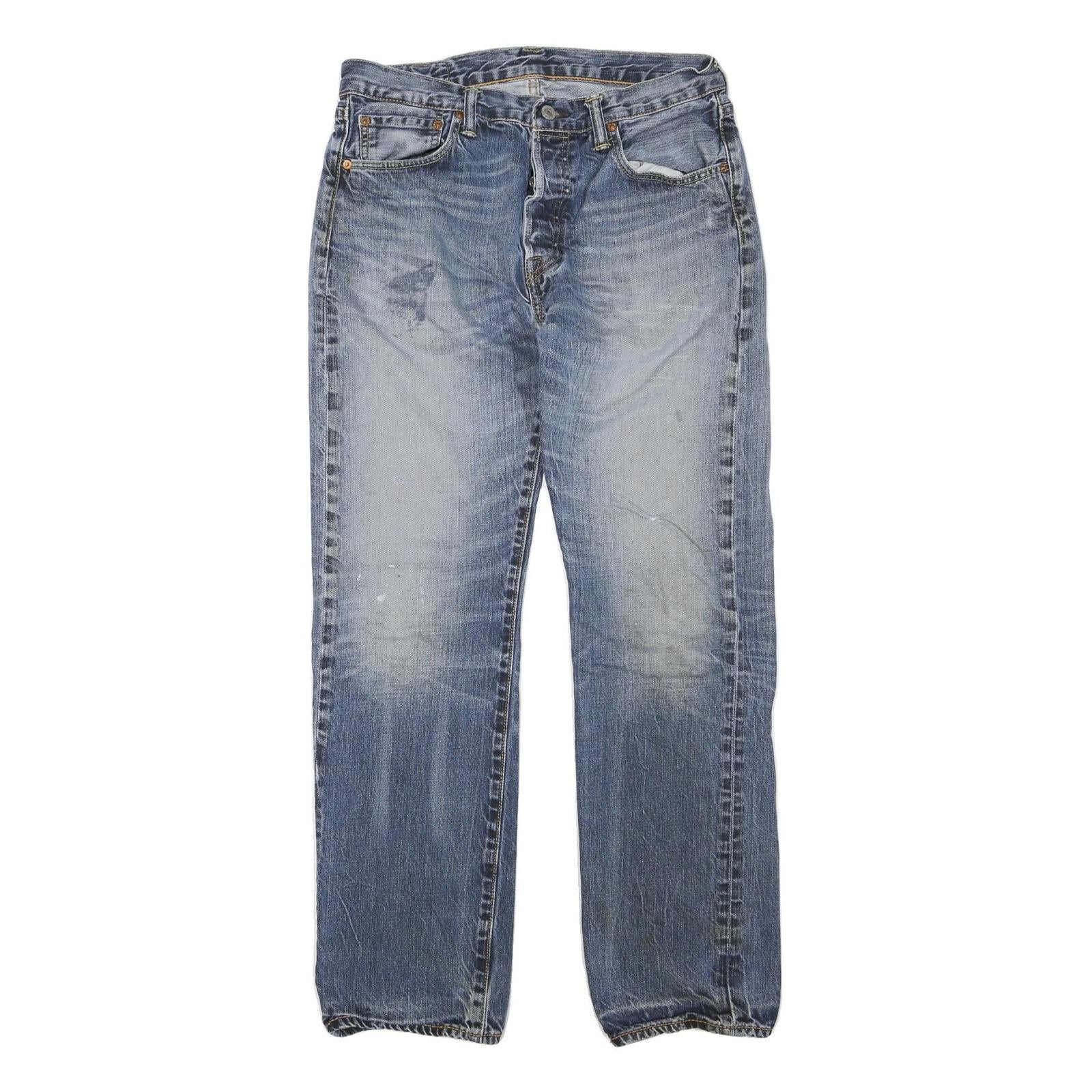 LEVI'S 501 Mens Jeans Blue Regular Straight Denim Medium W32 L32 Classic Button