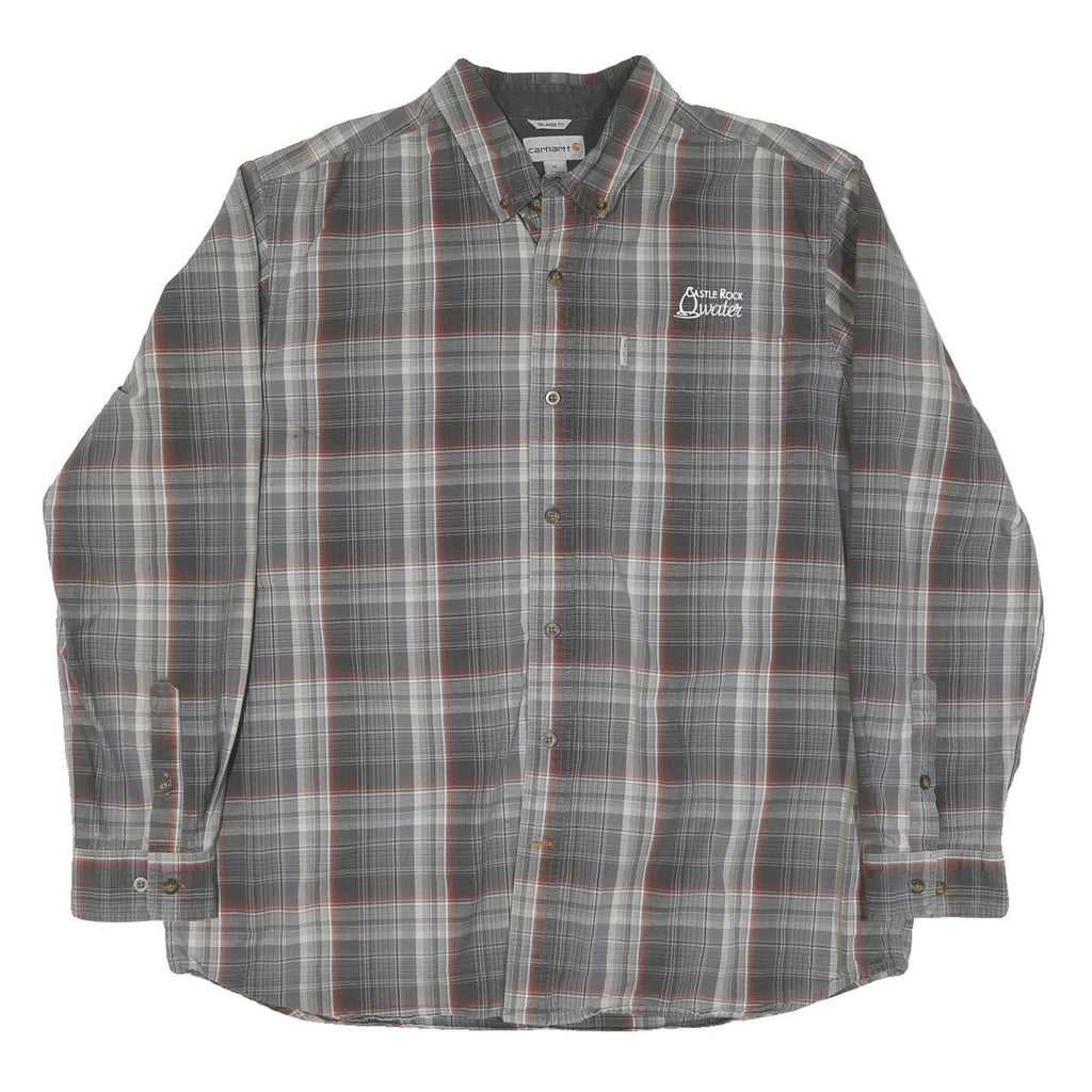 CARHARTT Mens Grey & Red Check Shirt XL Relaxed Fit Button Down Casual Workwear