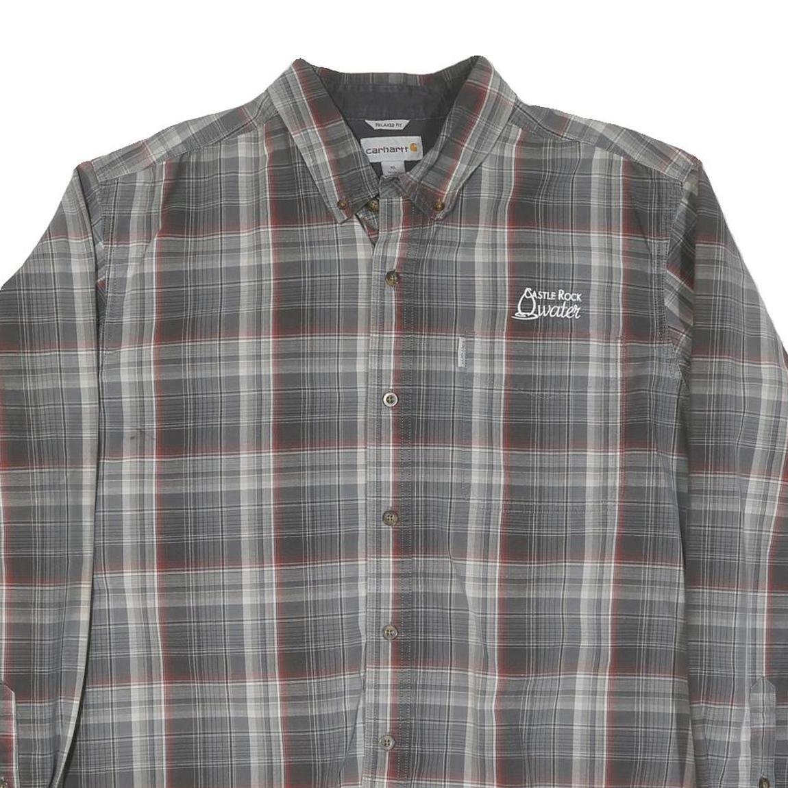 CARHARTT Mens Grey & Red Check Shirt XL Relaxed Fit Button Down Casual Workwear