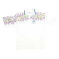 LOTTO Mens White & Purple Yellow Abstract Crazy Pattern Short Sleeve Polo Shirt