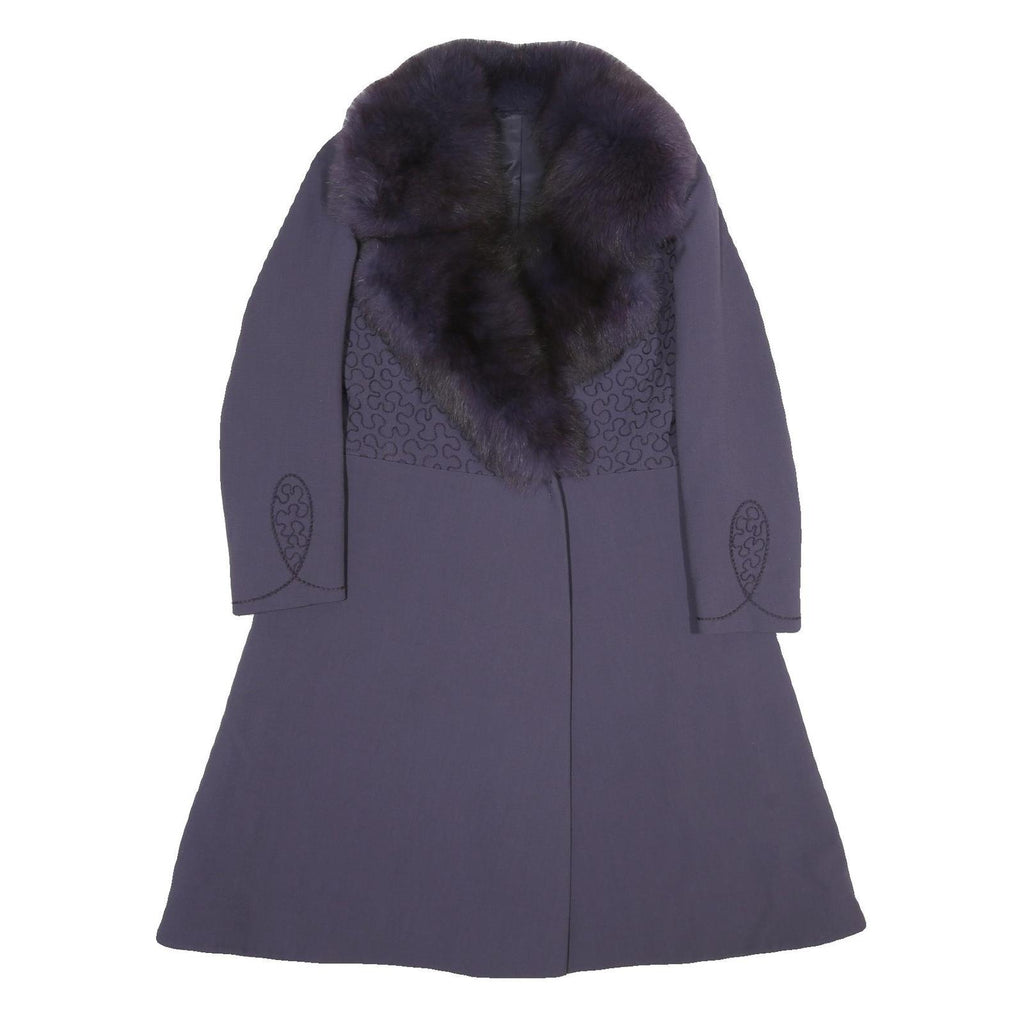 HENRI JEAN Womens Purple Wool Blend Button Jacket S Wool Blend Plain Elegant