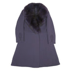 HENRI JEAN Womens Purple Wool Blend Button Jacket S Wool Blend Plain Elegant