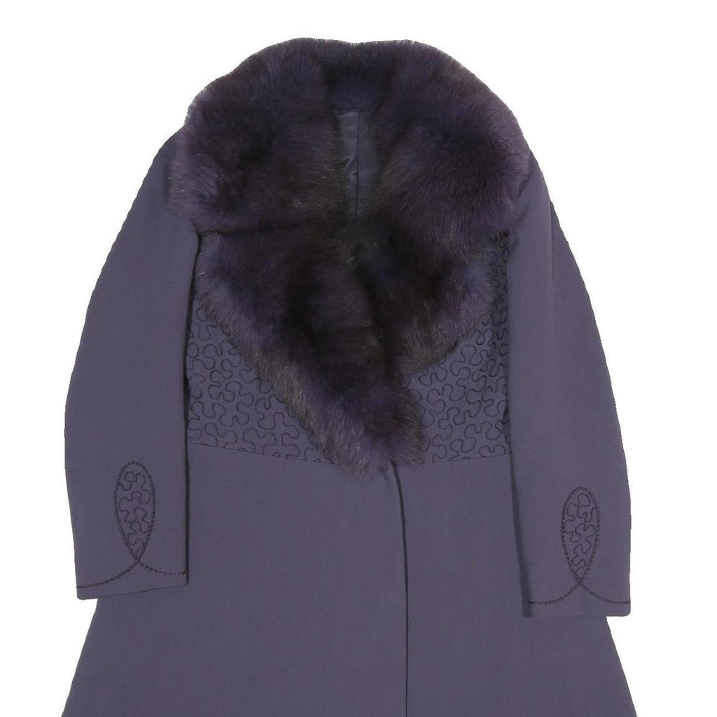 HENRI JEAN Womens Purple Wool Blend Button Jacket S Wool Blend Plain Elegant