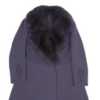 HENRI JEAN Womens Purple Wool Blend Button Jacket S Wool Blend Plain Elegant