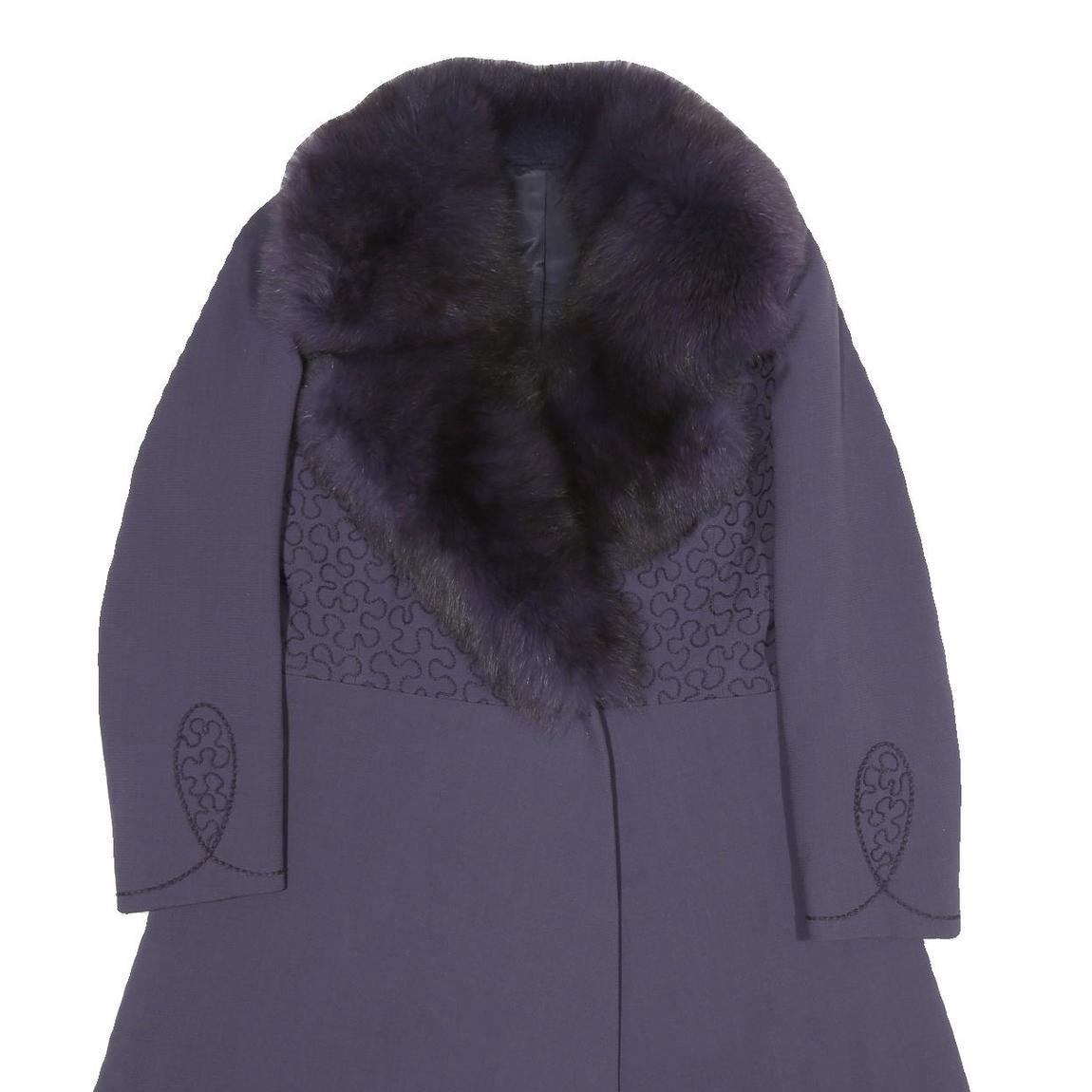 HENRI JEAN Womens Purple Wool Blend Button Jacket S Wool Blend Plain Elegant