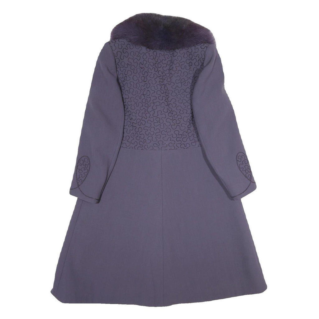 HENRI JEAN Womens Purple Wool Blend Button Jacket S Wool Blend Plain Elegant