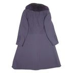 HENRI JEAN Womens Purple Wool Blend Button Jacket S Wool Blend Plain Elegant