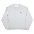 LACOSTE Mens Grey & White Sweatshirt Crew Neck XL Cotton Blend Logo Tape