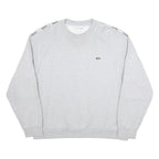 LACOSTE Mens Grey & White Sweatshirt Crew Neck XL Cotton Blend Logo Tape