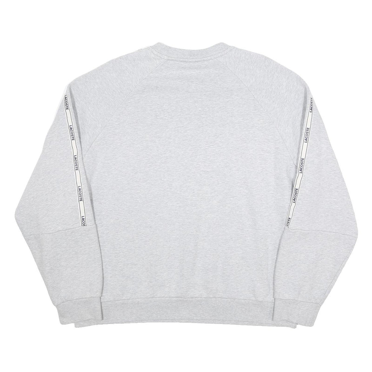 LACOSTE Mens Grey & White Sweatshirt Crew Neck XL Cotton Blend Logo Tape