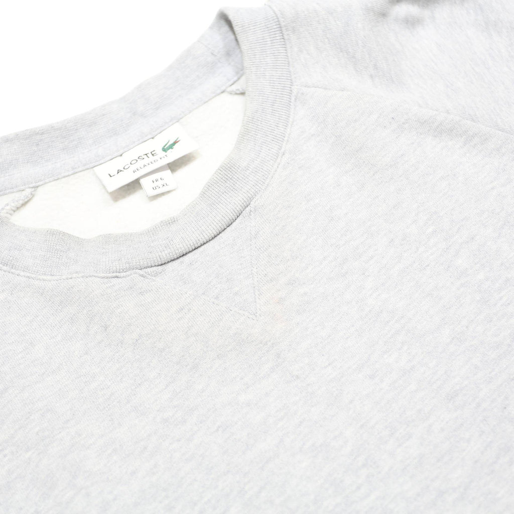 LACOSTE Mens Grey & White Sweatshirt Crew Neck XL Cotton Blend Logo Tape