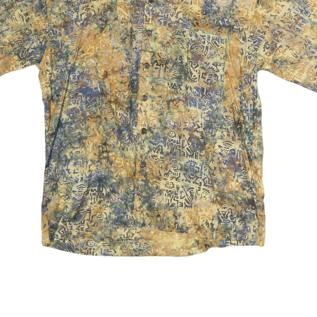 NTCO Mens Beige & Blue Pattern Cotton Shirt XL Casual Summer Style Button Front