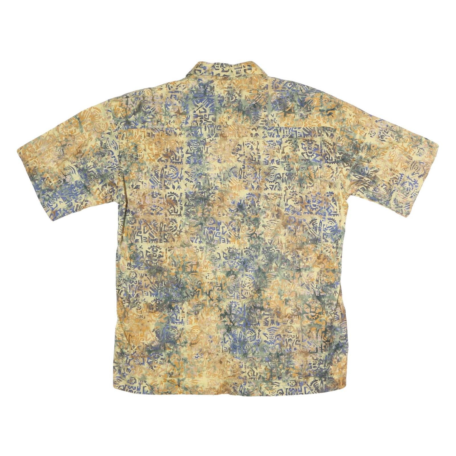 NTCO Mens Beige & Blue Pattern Cotton Shirt XL Casual Summer Style Button Front