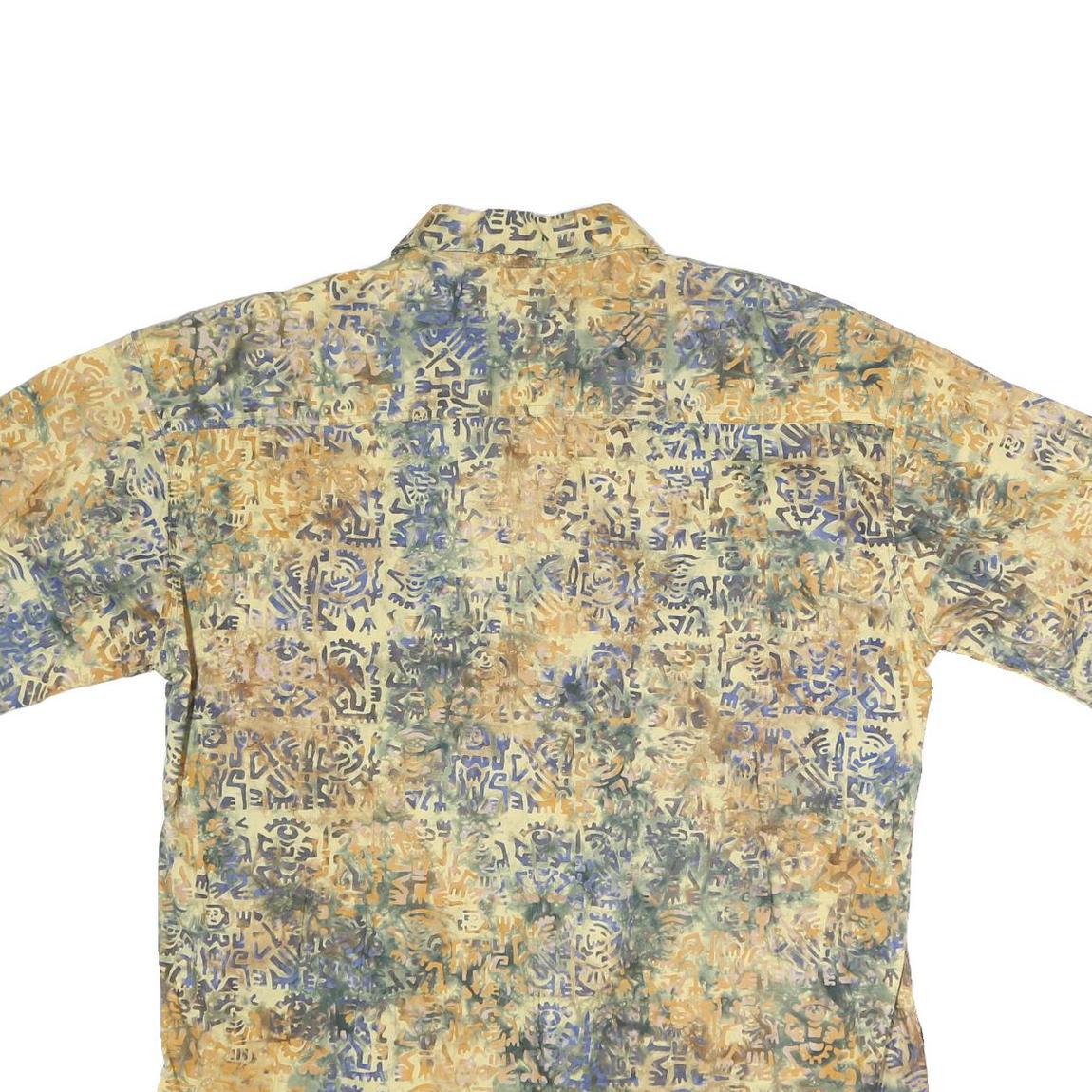 NTCO Mens Beige & Blue Pattern Cotton Shirt XL Casual Summer Style Button Front