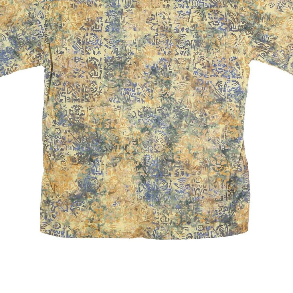 NTCO Mens Beige & Blue Pattern Cotton Shirt XL Casual Summer Style Button Front