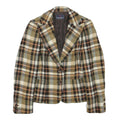 CONTE OF FLORENCE Womens Beige & Brown Check Jacket XXS Wool Blend Button
