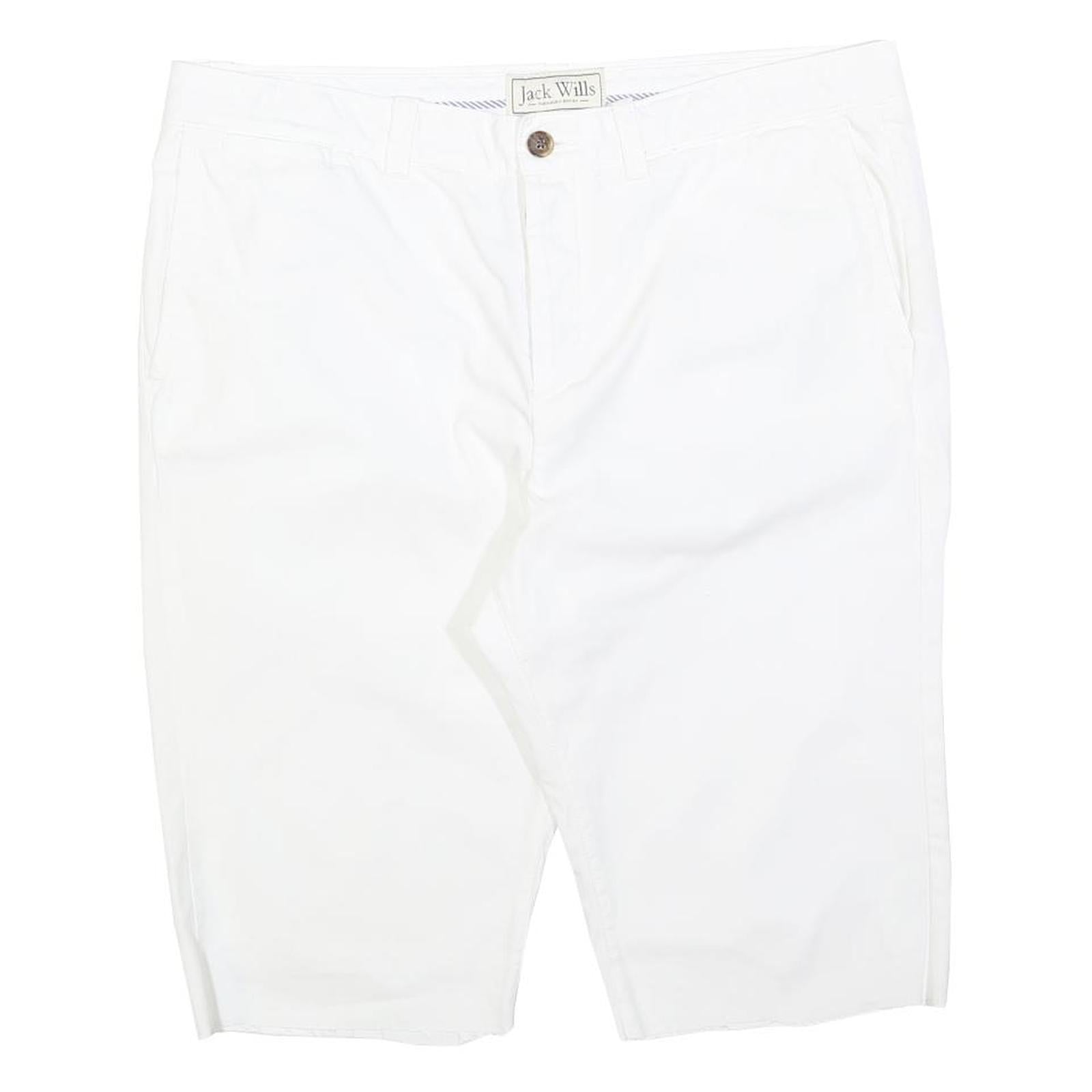 JACK WILLS Mens White Casual Cotton Blend Shorts L W36 Classic Fit Summer